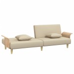 vidaXL Canapea extensibilă cu cotiere, crem, material textil