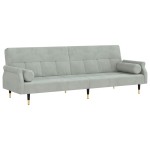 vidaXL Canapea extensibilă cu cotiere, gri deschis, catifea