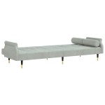 vidaXL Canapea extensibilă cu cotiere, gri deschis, catifea