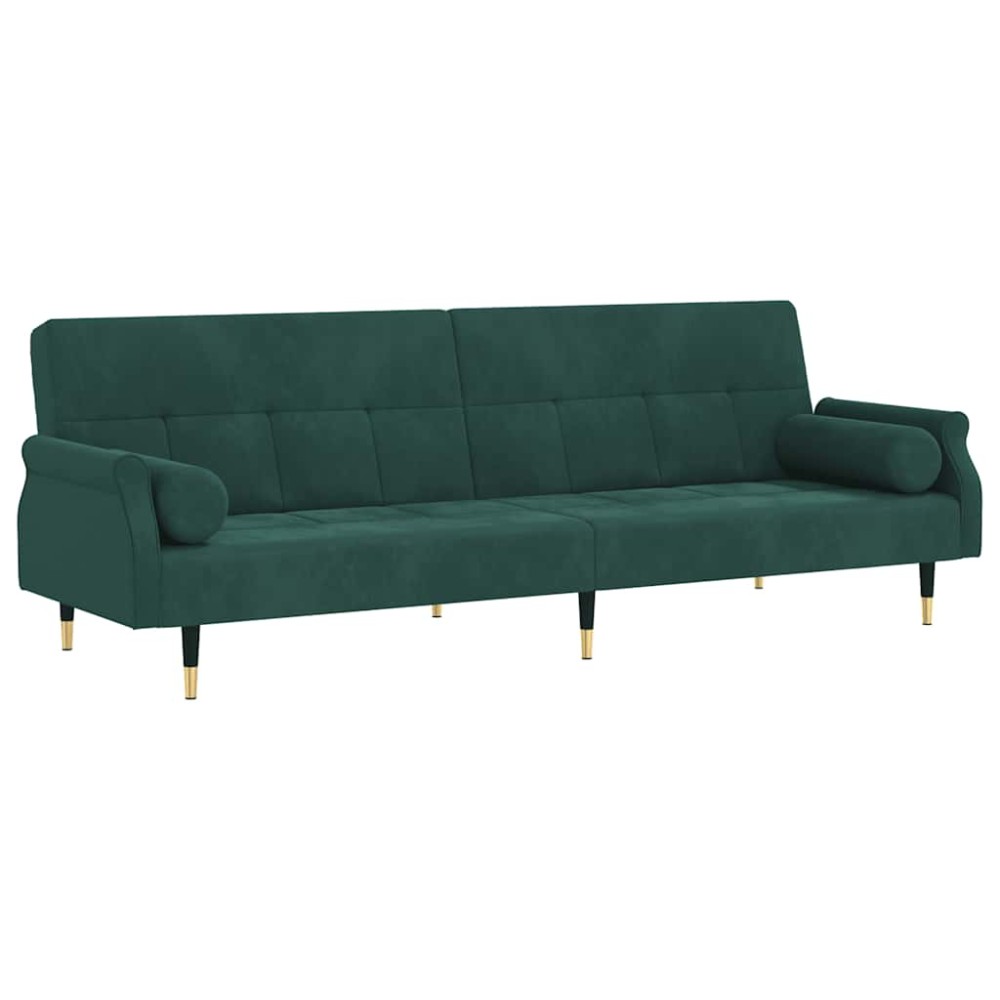 vidaXL Canapea extensibilă cu perne, verde închis, catifea