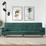 vidaXL Canapea extensibilă cu perne, verde închis, catifea vidaXL Canapea extensibilă cu perne, verde închis, catifea