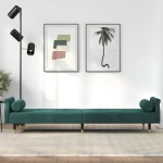 vidaXL Canapea extensibilă cu perne, verde închis, catifea vidaXL Canapea extensibilă cu perne, verde închis, catifea