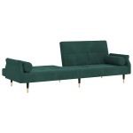 vidaXL Canapea extensibilă cu perne, verde închis, catifea vidaXL Canapea extensibilă cu perne, verde închis, catifea