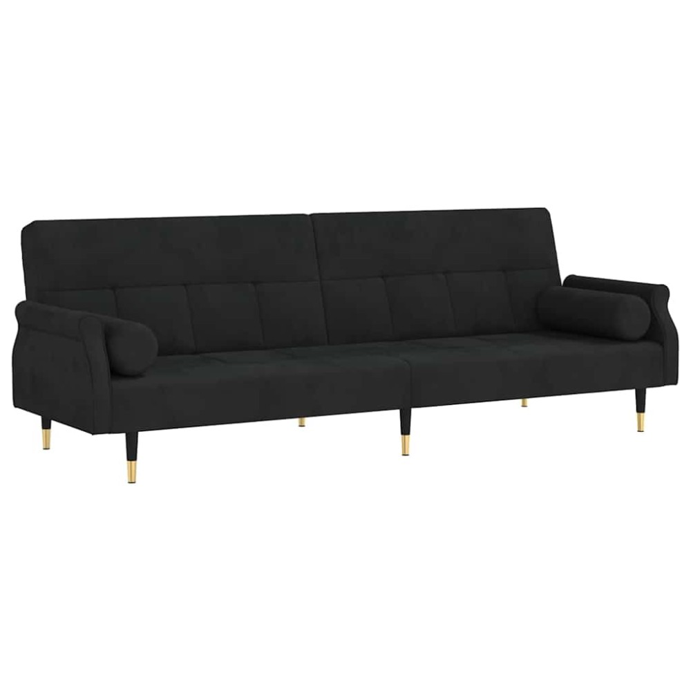 vidaXL Canapea extensibilă cu perne, negru, catifea