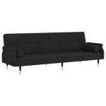 vidaXL Canapea extensibilă cu perne, negru, catifea vidaXL Canapea extensibilă cu perne, negru, catifea