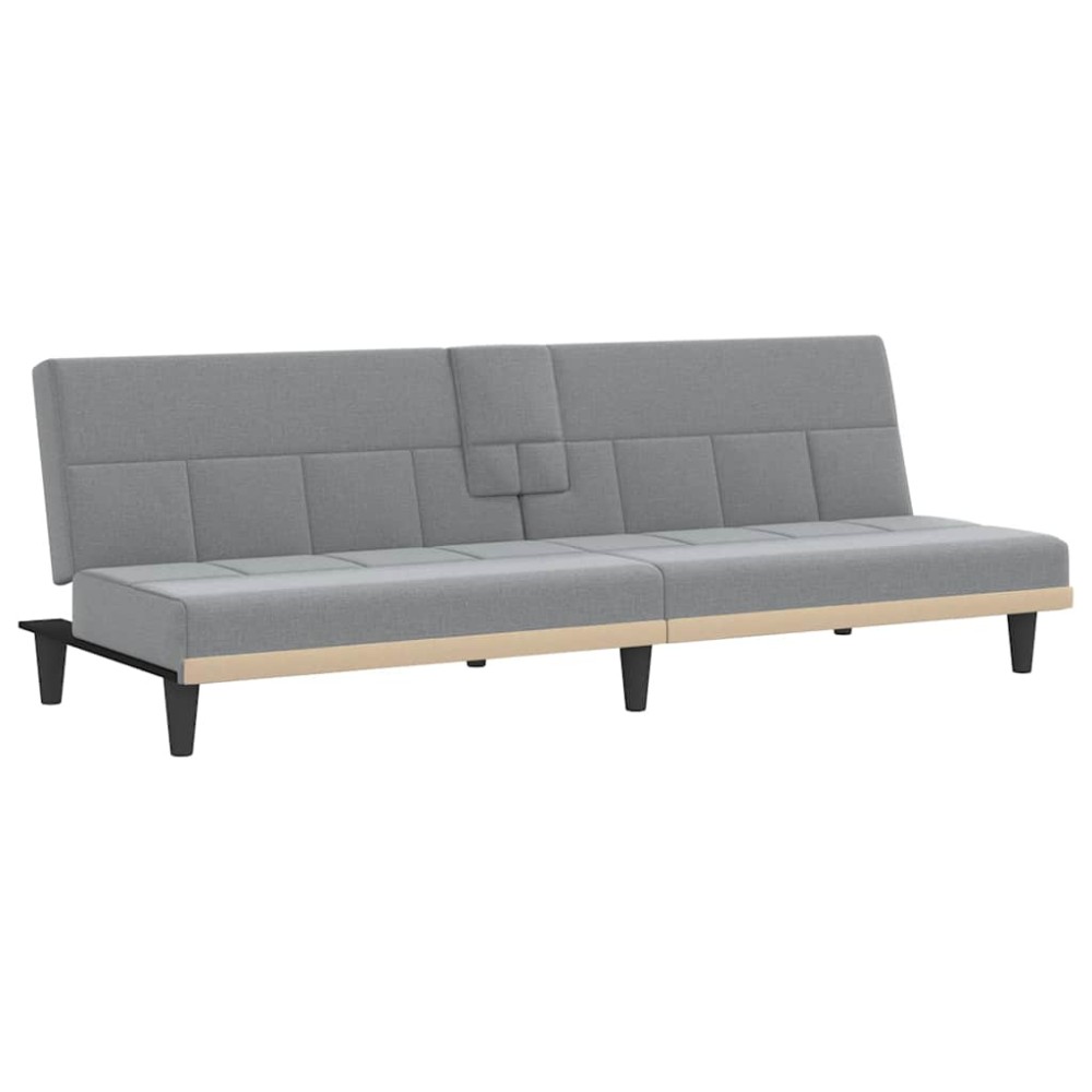 vidaXL Canapea extensibilă cu suporturi de pahar, gri deschis, textil