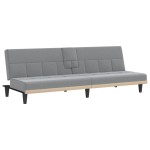 vidaXL Canapea extensibilă cu suporturi de pahar, gri deschis, textil