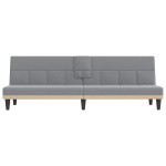 vidaXL Canapea extensibilă cu suporturi de pahar, gri deschis, textil
