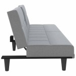 vidaXL Canapea extensibilă cu suporturi de pahar, gri deschis, textil