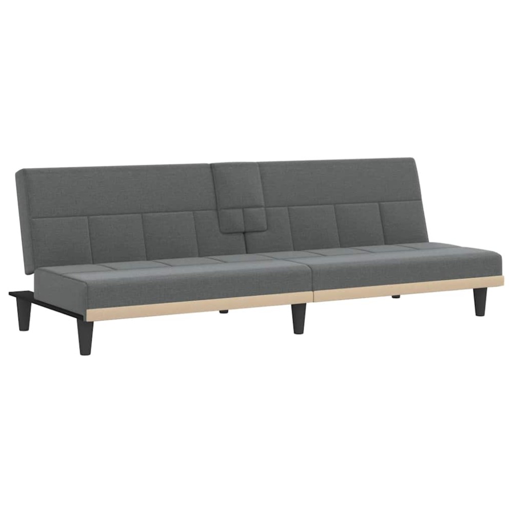 vidaXL Canapea extensibilă cu suporturi de pahar, gri închis, textil