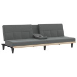 vidaXL Canapea extensibilă cu suporturi de pahar, gri închis, textil
