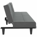 vidaXL Canapea extensibilă cu suporturi de pahar, gri închis, textil
