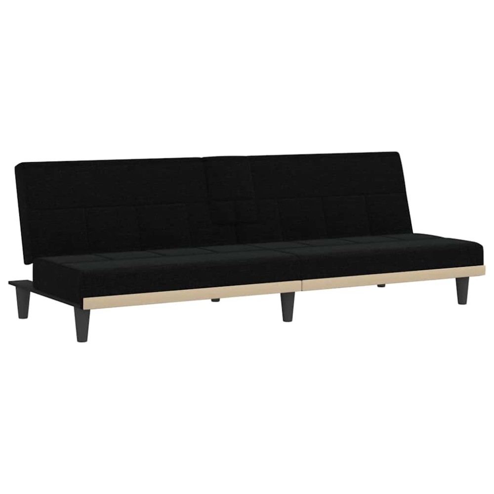 vidaXL Canapea extensibilă cu suporturi de pahare, negru, textil