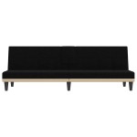 vidaXL Canapea extensibilă cu suporturi de pahare, negru, textil