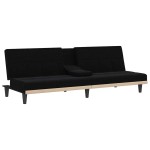 vidaXL Canapea extensibilă cu suporturi de pahare, negru, textil