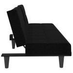 vidaXL Canapea extensibilă cu suporturi de pahare, negru, textil