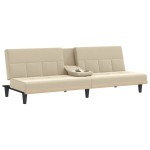 vidaXL Canapea extensibilă cu suporturi de pahare, crem, textil