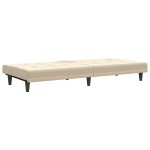 vidaXL Canapea extensibilă cu suporturi de pahare, crem, textil