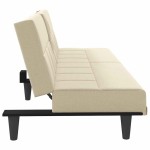vidaXL Canapea extensibilă cu suporturi de pahare, crem, textil