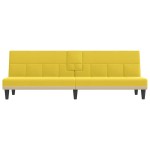 vidaXL Canapea extensibilă cu suporturi de pahar, galben, textil