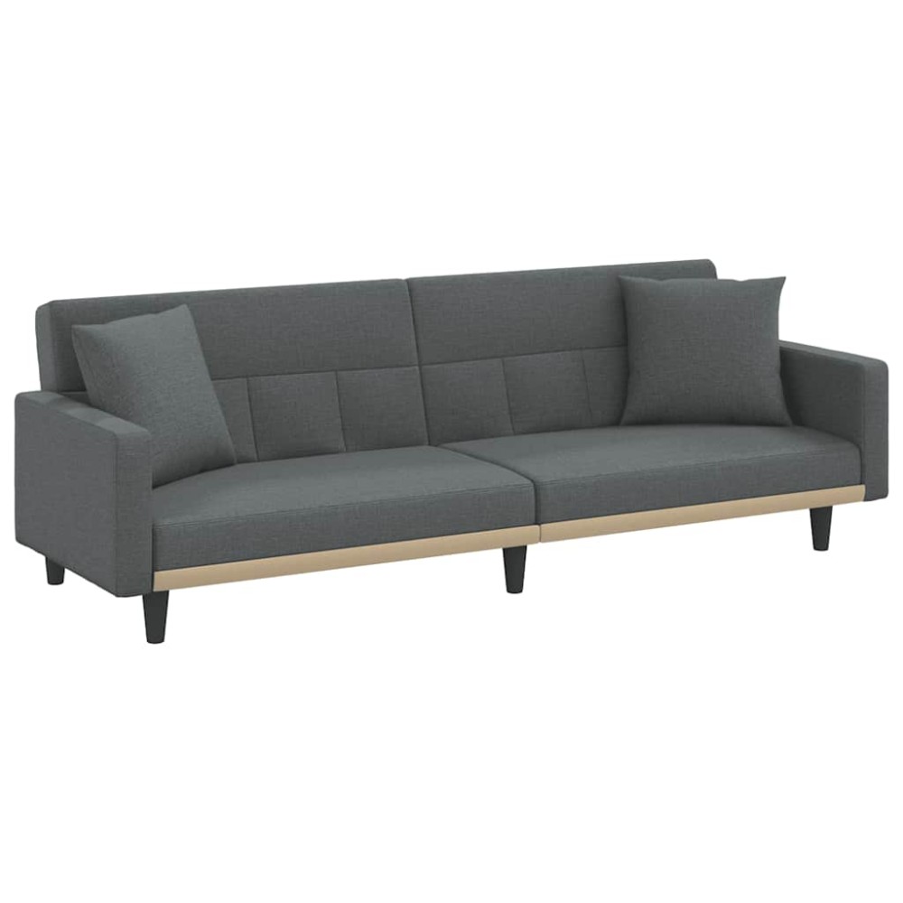 vidaXL Canapea extensibilă cu perne, gri închis, textil