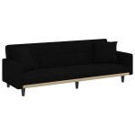 vidaXL Canapea extensibilă cu perne, negru, material textil