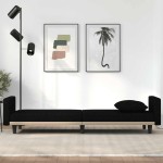 vidaXL Canapea extensibilă cu perne, negru, material textil