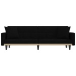 vidaXL Canapea extensibilă cu perne, negru, material textil