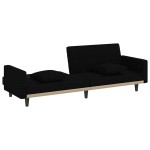 vidaXL Canapea extensibilă cu perne, negru, material textil