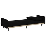 vidaXL Canapea extensibilă cu perne, negru, material textil