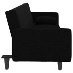 vidaXL Canapea extensibilă cu perne, negru, material textil