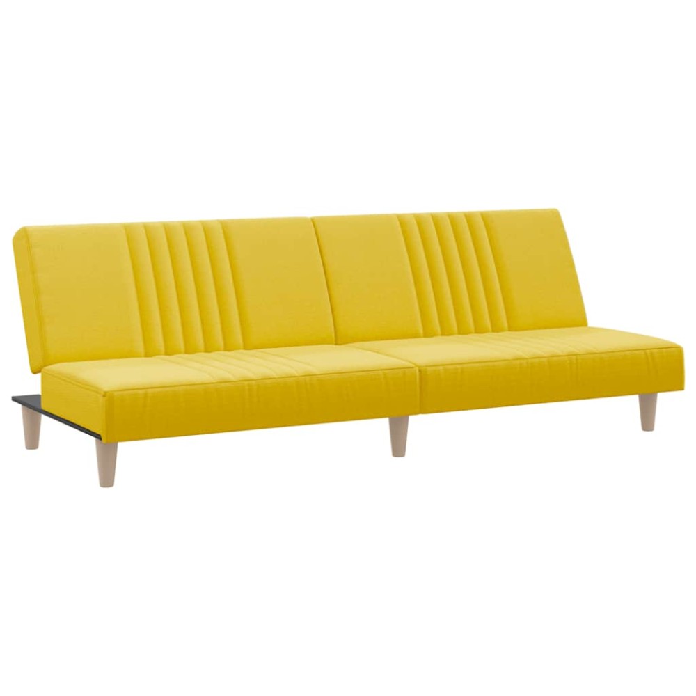 vidaXL Canapea extensibilă, galben deschis, material textil