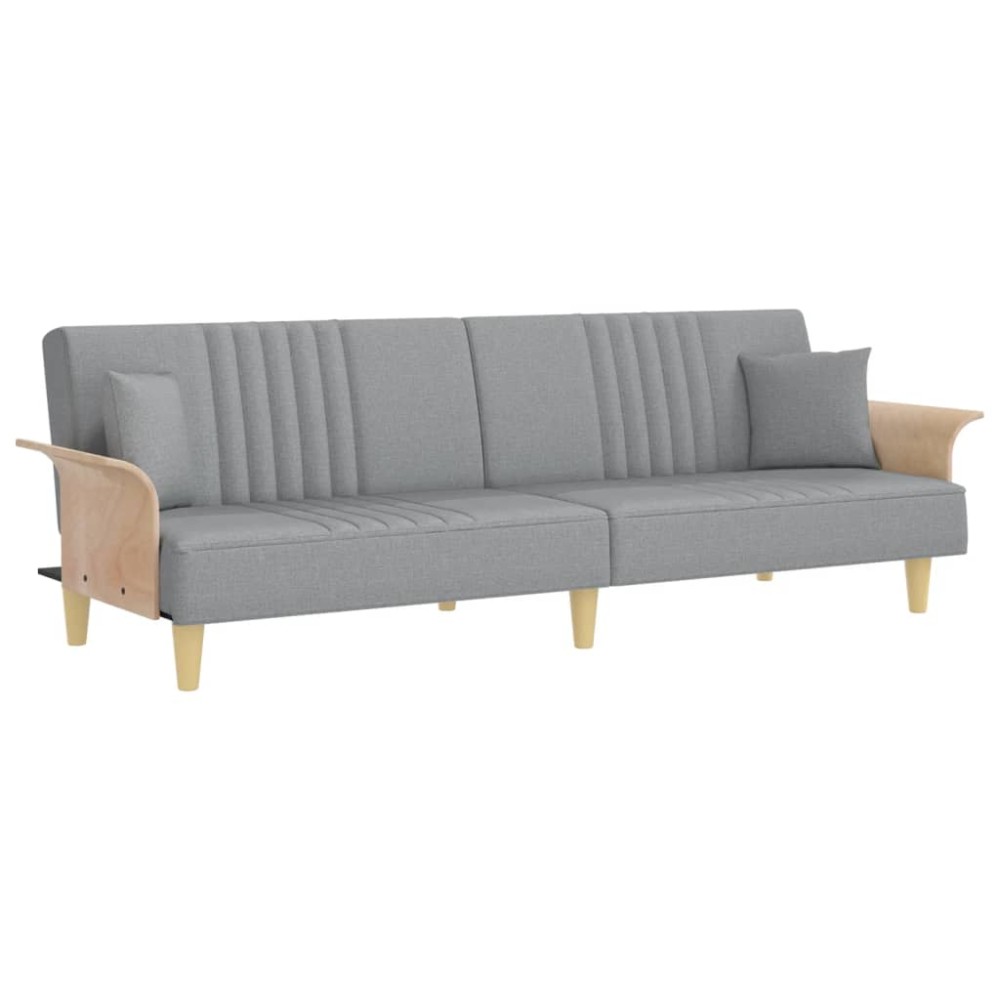vidaXL Canapea extensibilă cu cotiere, gri deschis, textil