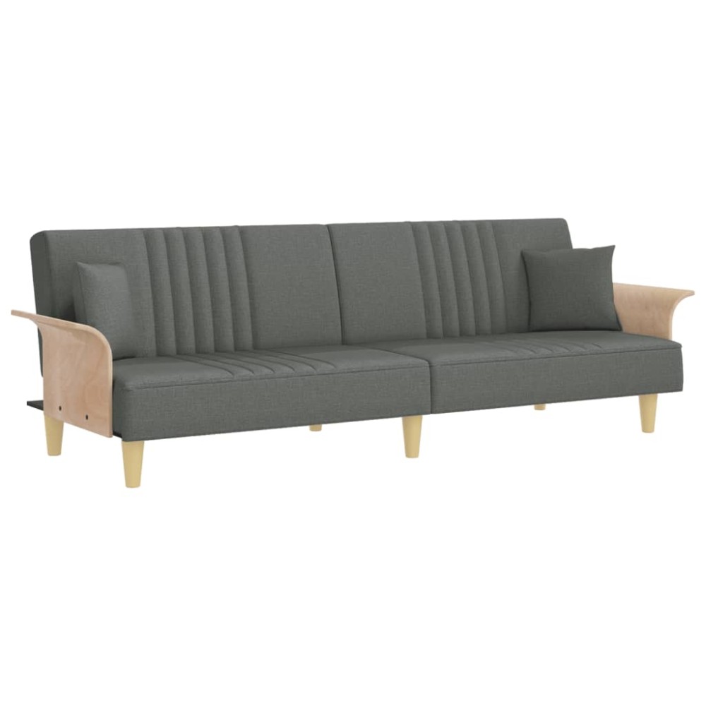 vidaXL Canapea extensibilă cu cotiere, gri închis, textil