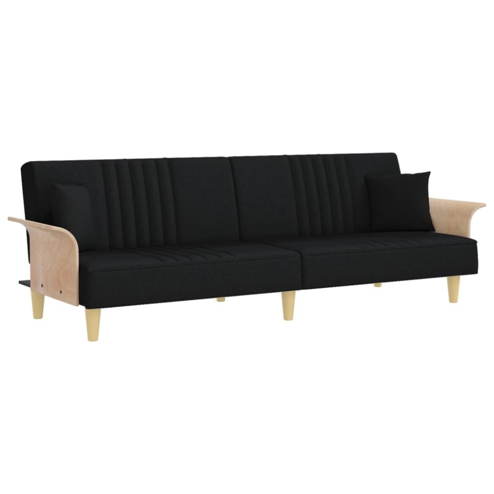 vidaXL Canapea extensibilă cu cotiere, negru, textil