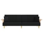 vidaXL Canapea extensibilă cu cotiere, negru, textil