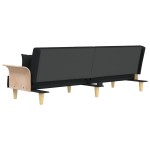 vidaXL Canapea extensibilă cu cotiere, negru, textil