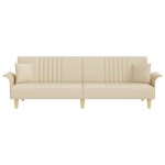 vidaXL Canapea extensibilă cu cotiere, crem, material textil