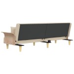vidaXL Canapea extensibilă cu cotiere, crem, material textil