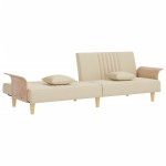 vidaXL Canapea extensibilă cu cotiere, crem, material textil