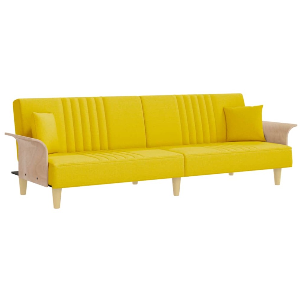 vidaXL Canapea extensibilă cu cotiere, galben deschis, textil