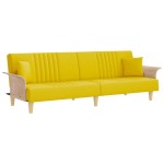 vidaXL Canapea extensibilă cu cotiere, galben deschis, textil