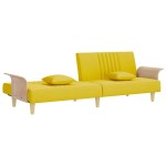 vidaXL Canapea extensibilă cu cotiere, galben deschis, textil