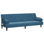 vidaXL Canapea extensibilă cu cotiere, catifea albastră