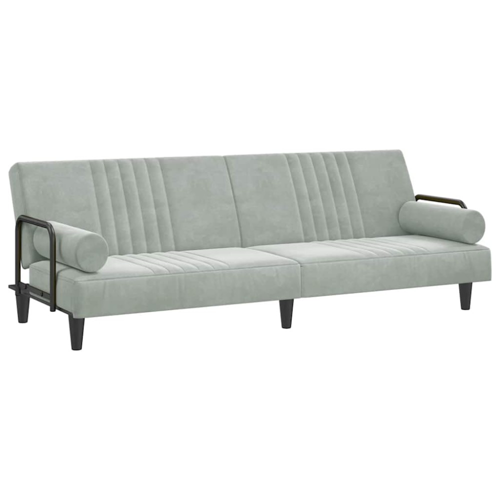 vidaXL Canapea extensibilă cu cotiere, gri deschis, catifea