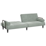 vidaXL Canapea extensibilă cu cotiere, gri deschis, catifea vidaXL Canapea extensibilă cu cotiere, gri deschis, catifea