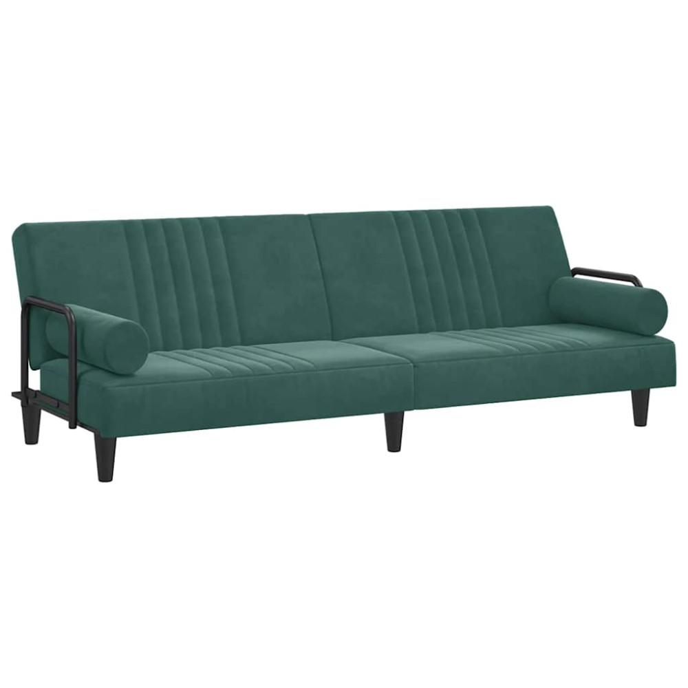 vidaXL Canapea extensibilă cu cotiere, verde închis, catifea