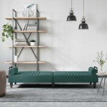vidaXL Canapea extensibilă cu cotiere, verde închis, catifea