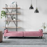 vidaXL Canapea extensibilă cu cotiere, roz, catifea