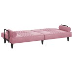 vidaXL Canapea extensibilă cu cotiere, roz, catifea